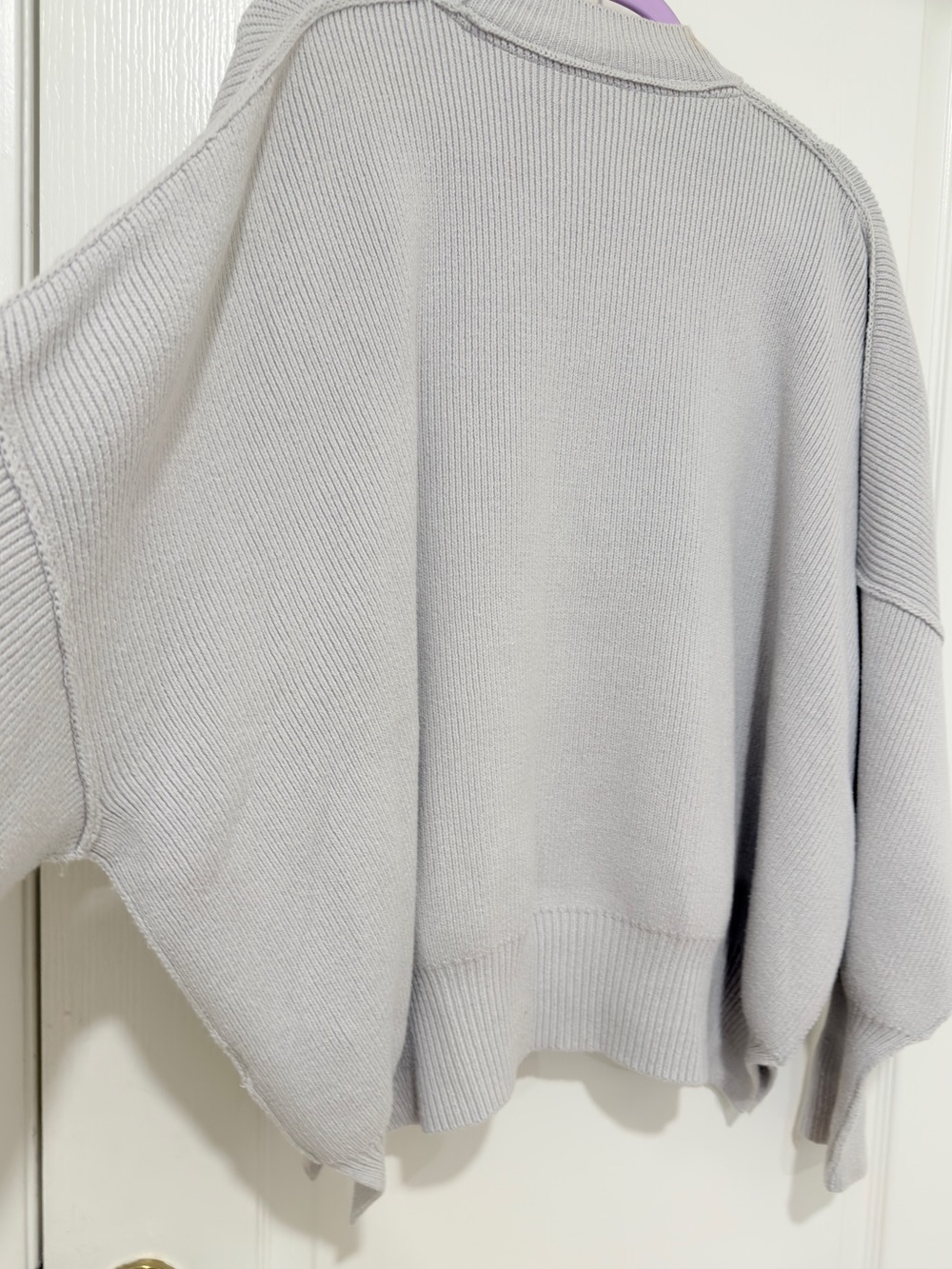 Free People Chunky Knit Oversized Sweater Gray Balloon Sleeve Pullover Size S - Picture 7 of 7